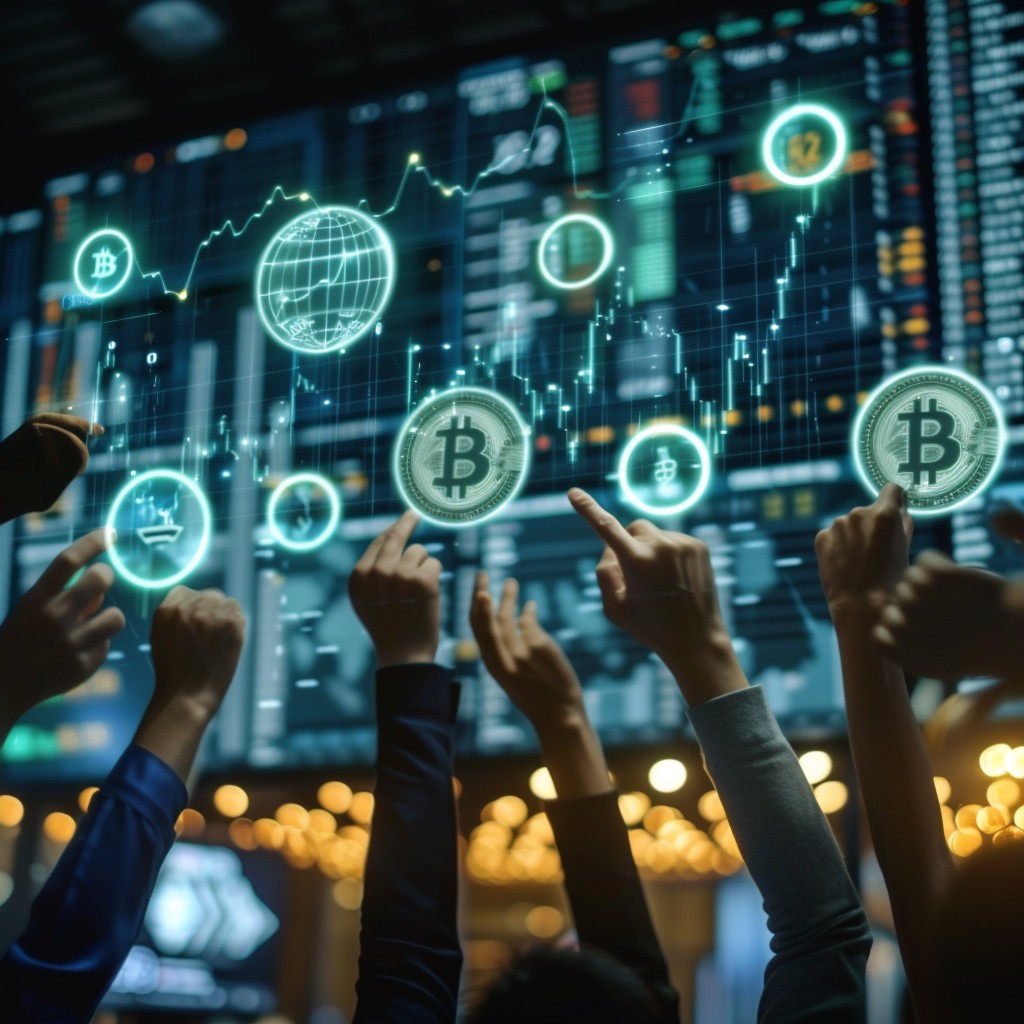 Crypto basics - Person reaching toward glowing digital crypto coins