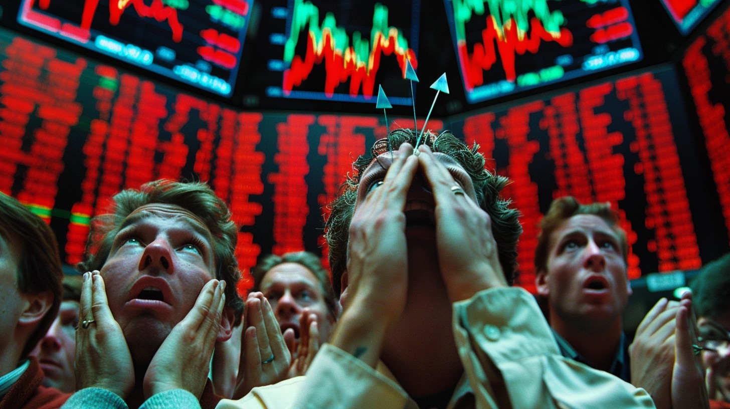 a group of people looking at arrows pointing to the top of their head