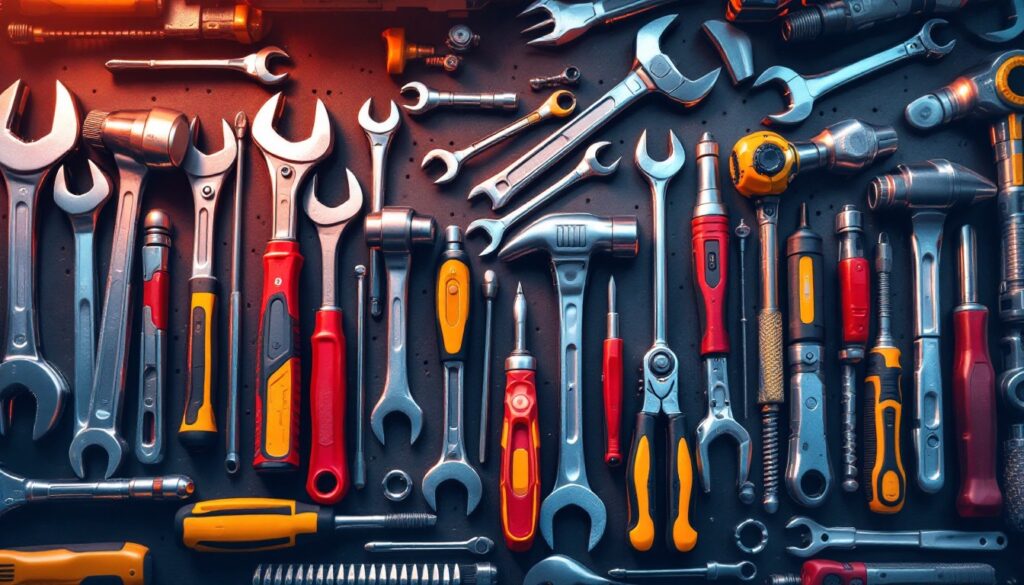Financial toolkit analogy – tools representing brokers, platforms, and apps.